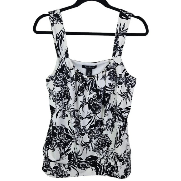White House Black Market Tropical Print‎ Chain Detail Top Tank Size Medium - Picture 10 of 10